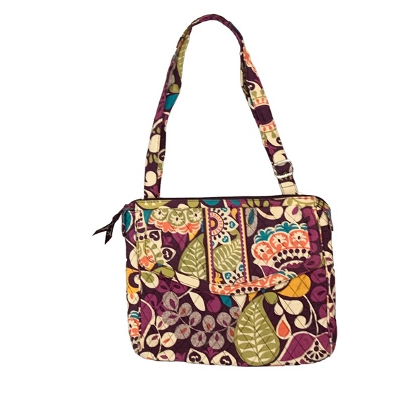 VERA BRADLEY plum Crazy envelope messenger purse women’s bags tote - Picture 7 of 11